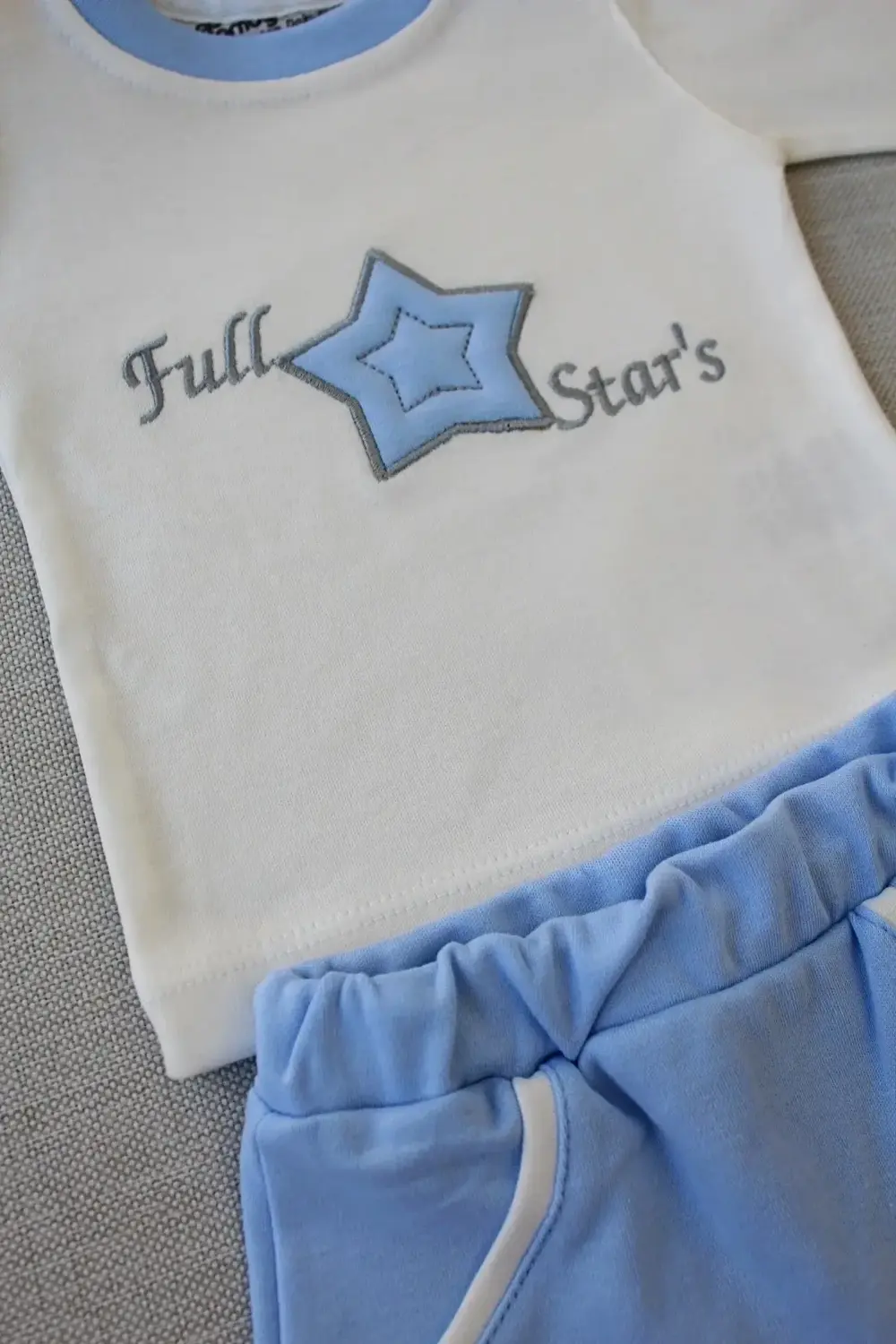 3-6 6-9 9-12 Ay Full Star Nakışlı Şapkalı Uzun Kollu Sweat 3lü Er