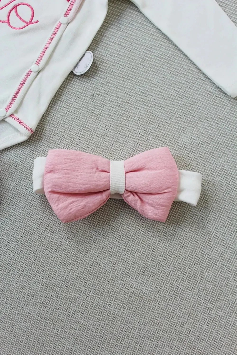 3-6 6-9 9-12 Ay Hello Nakışlı Kruvaze Bandanalı Uzun Kollu Zıbınl