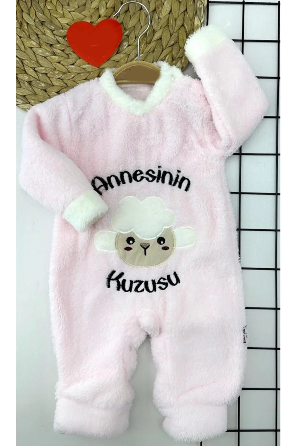 3-6-9-12 Ay Kuzu Tüylü Kumaş Annesinin Kuzusu Nakışlı Alttan Çıtç