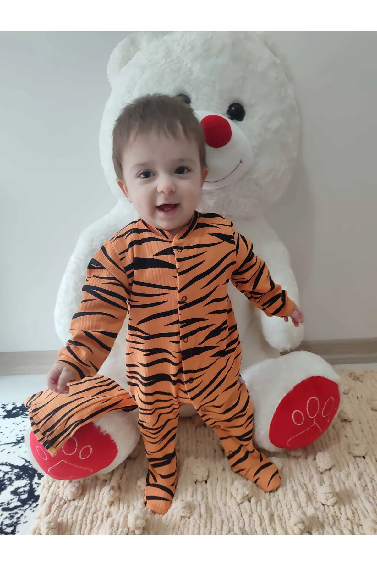 3-6-9-12 Ay Pooh Desenli Zebra Çizgili Şapkalı Sweatli 3lü Kız Er