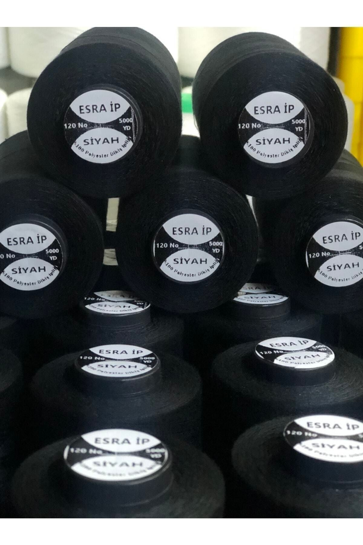 Esra 3 Ad Siyah Ve 3 Ad Beyaz 120 No Dikiş İpliği Siyah Beyaz İp