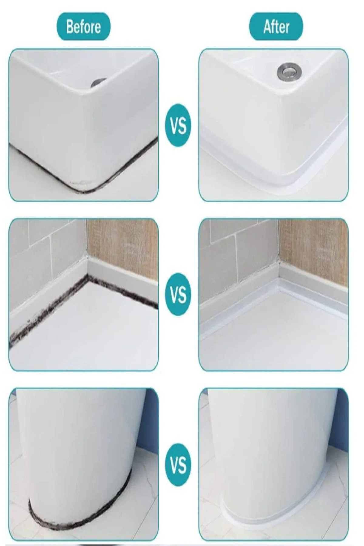 3 Adet 3,2 Metre Su Sızdırmaz Geçirmez Bant Lavabo Küvet Tezgah K