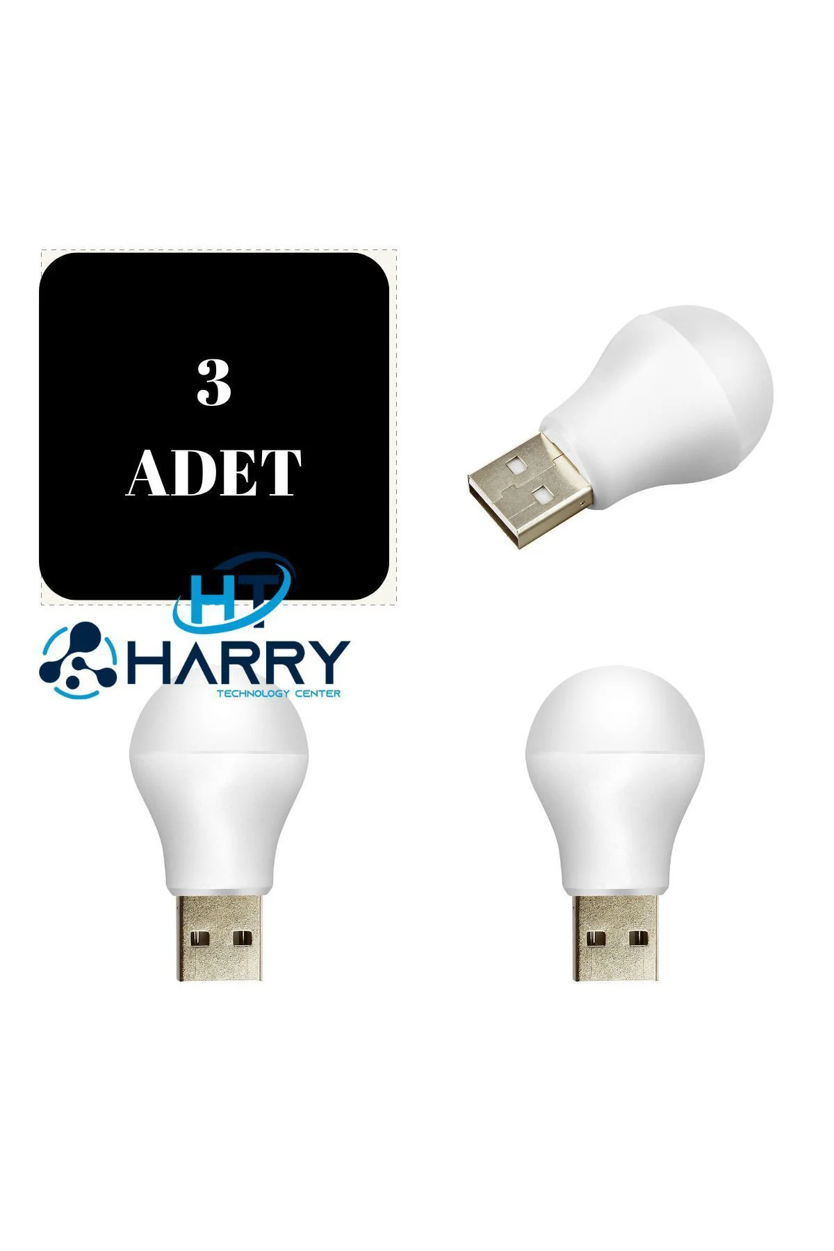 3 Adet 5 Volt 1 Amper Mini Usb Beyaz Işık Led Ampul Gece Lamba Ok