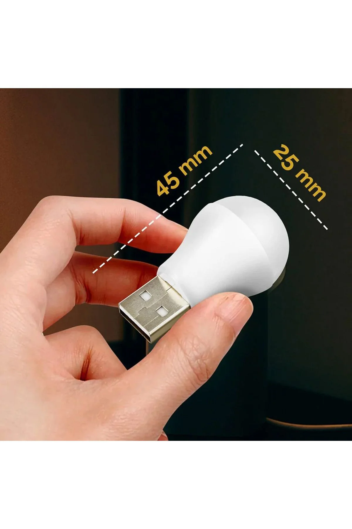 3 Adet 5 Volt 1 Amper Mini Usb Beyaz Işık Led Ampul Gece Lamba Ok
