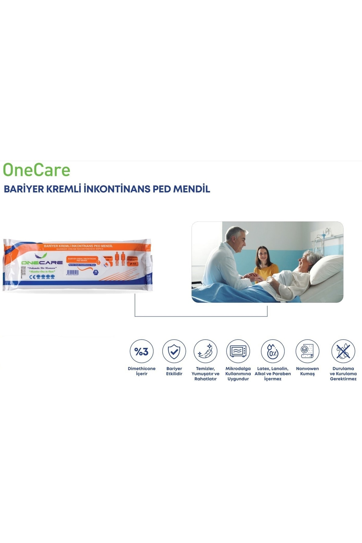 3 Adet 50'li Bariyer Kremli Inkontinans Ped PERİNE Mendil Özel Ih