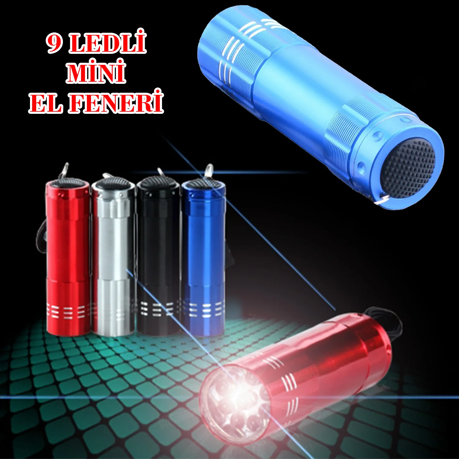 3 Adet 9 Ledli Metal Mini El Fener