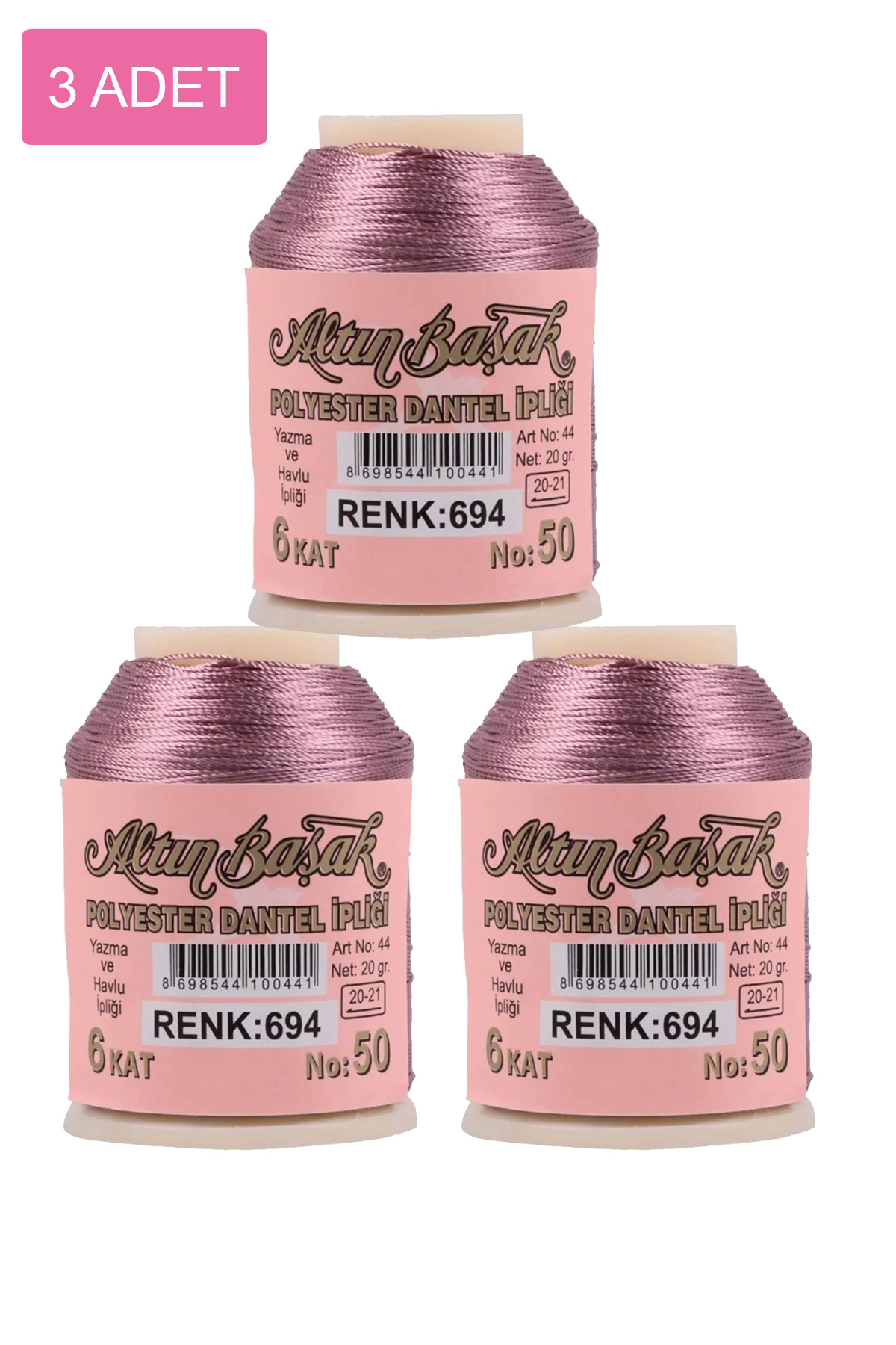 3 Adet Altınbaşak Oya ve Dantel İpi 20 gr - No: 694