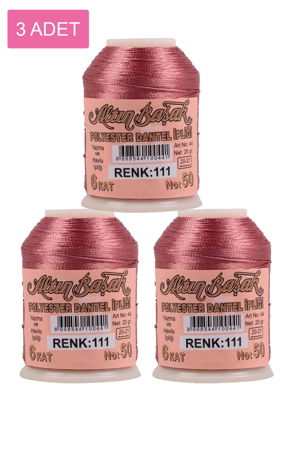 3 Adet Altınbaşak Oya ve Dantel İpi 20 gr - No: 111