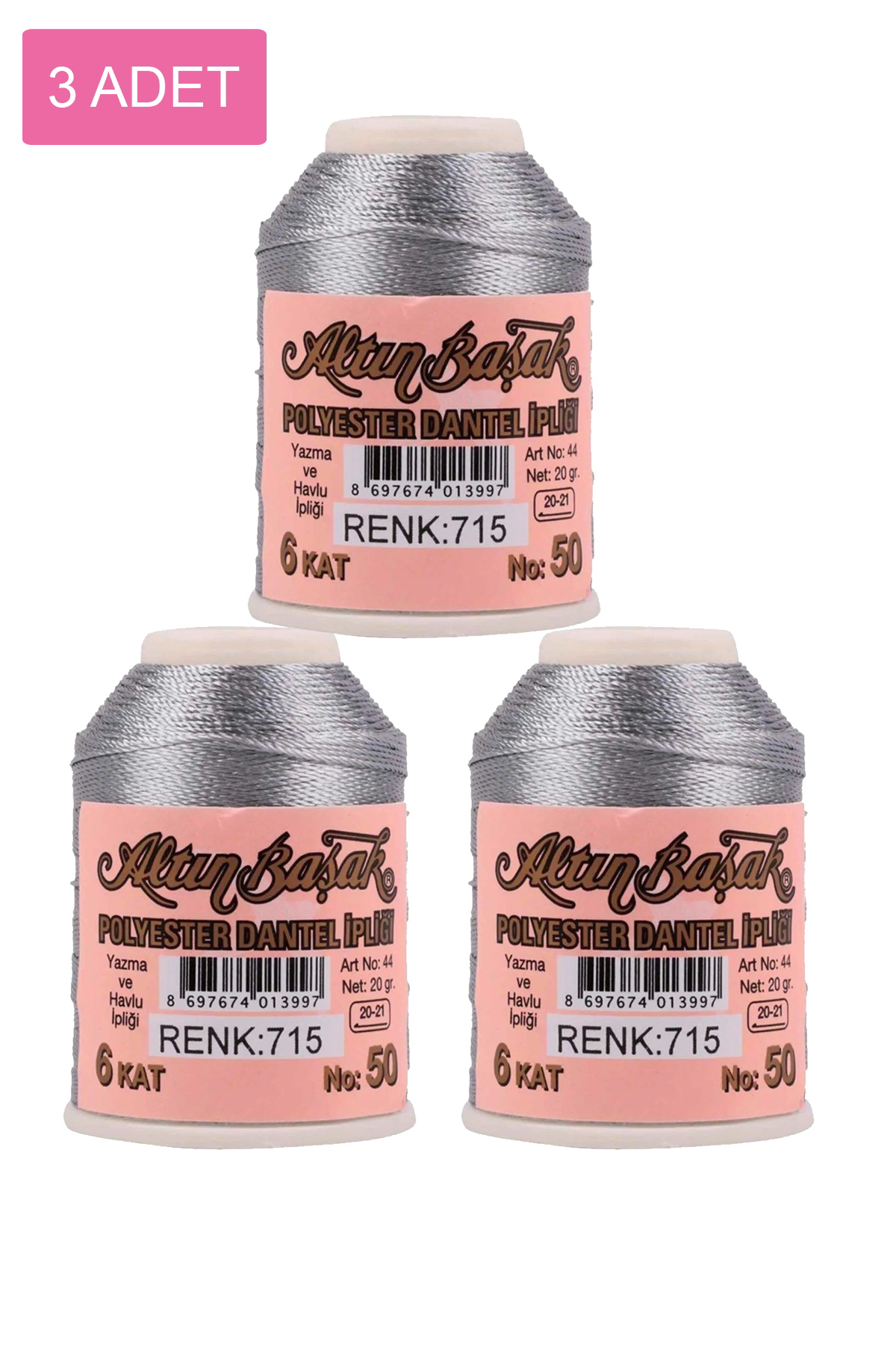 Just Cheap Store 3 Adet Altınbaşak Oya Ve Dantel İpi 20 Gr - No: 715