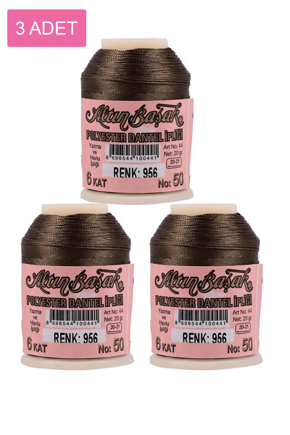 3 Adet Altınbaşak Oya ve Dantel İpi 20 gr - No: 956