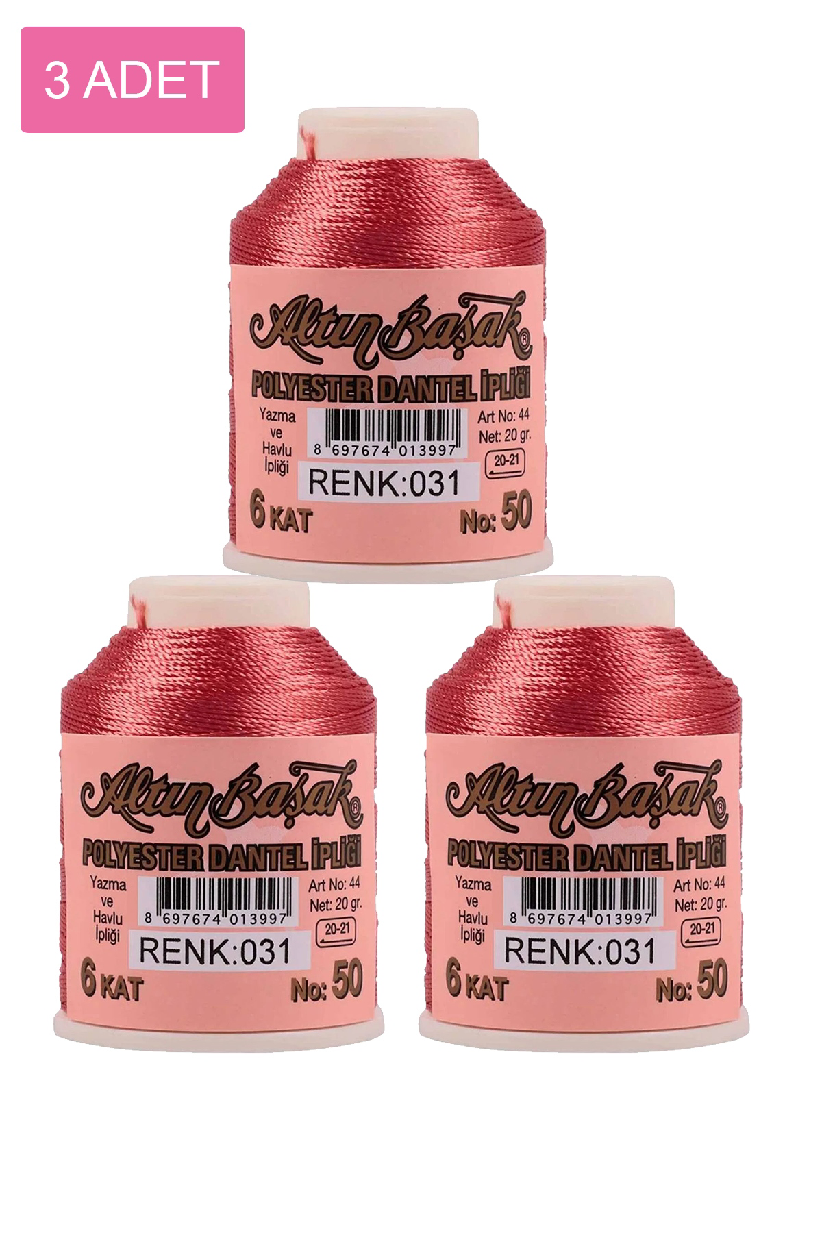 Just Cheap Store 3 Adet Altınbaşak Oya Ve Dantel İpi 20 Gr - No: 031