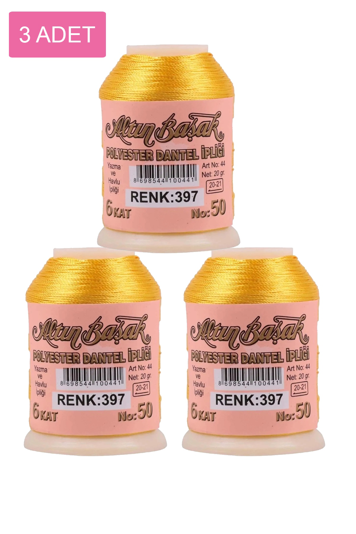 3 Adet Altınbaşak Oya ve Dantel İpi 20 gr - No: 397