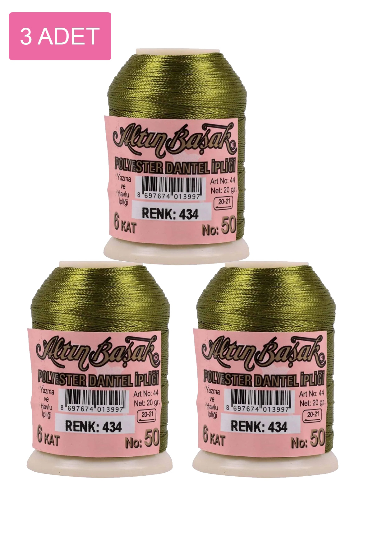 3 Adet Altınbaşak Oya ve Dantel İpi 20 gr - No: 434