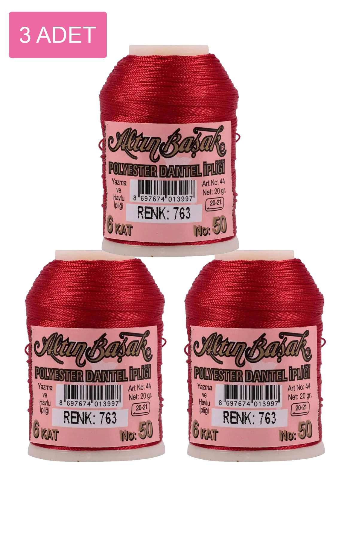 3 Adet Altınbaşak Oya ve Dantel İpi 20 gr - No: 763