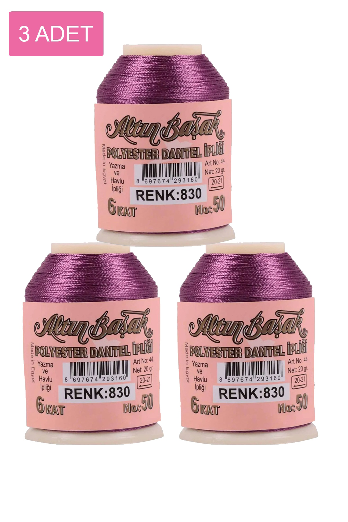 3 Adet Altınbaşak Oya ve Dantel İpi 20 gr - No: 830