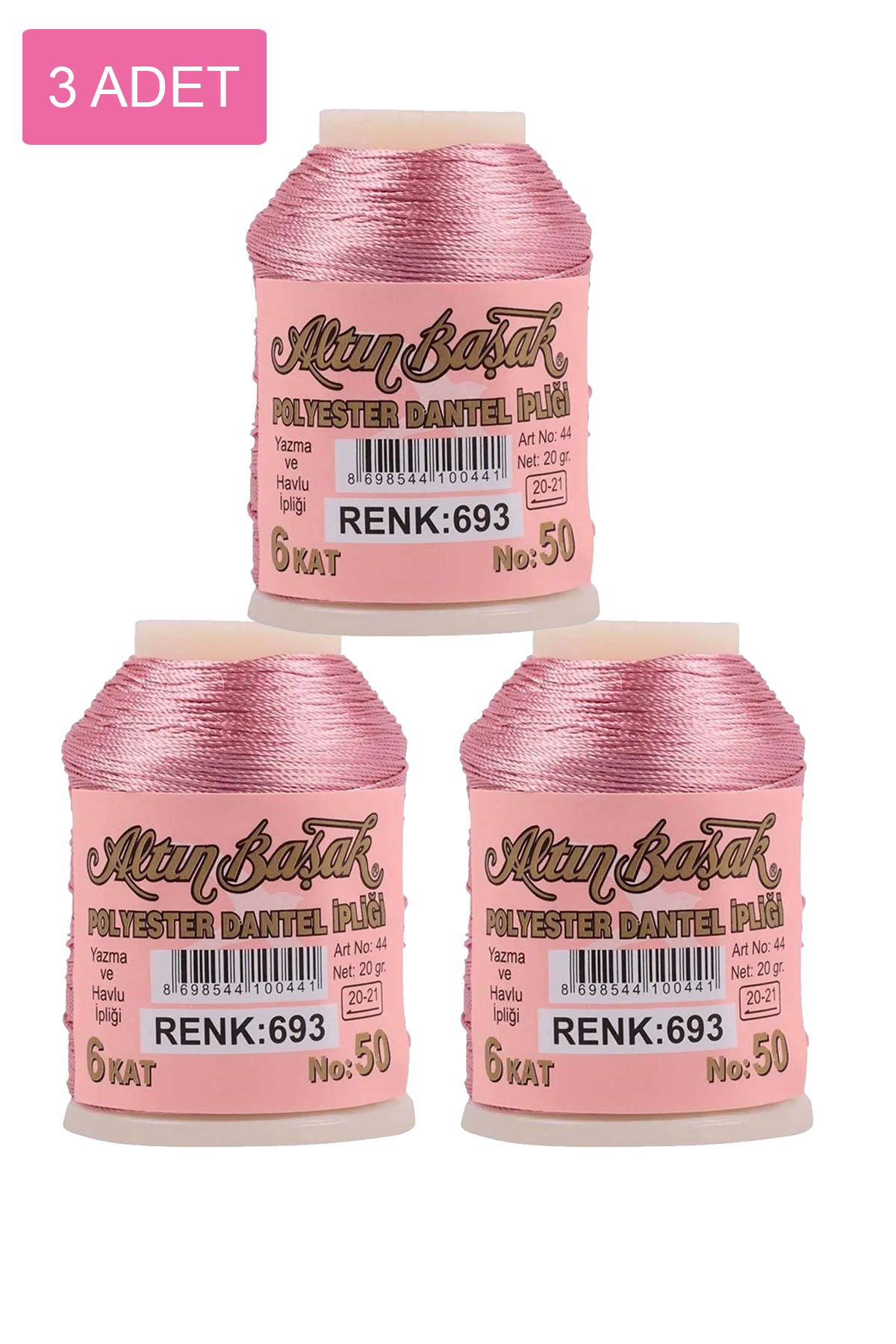 3 Adet Altınbaşak Oya ve Dantel İpi 20 gr - No: 693