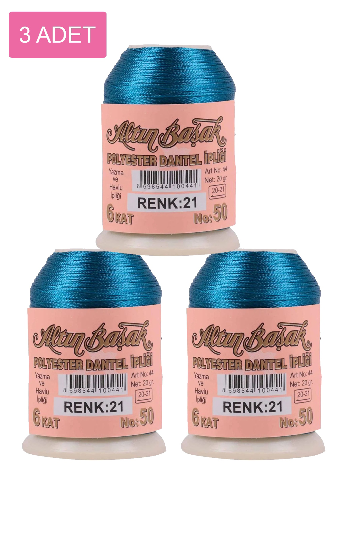 3 Adet Altınbaşak Oya ve Dantel İpi 20 gr - No: 021