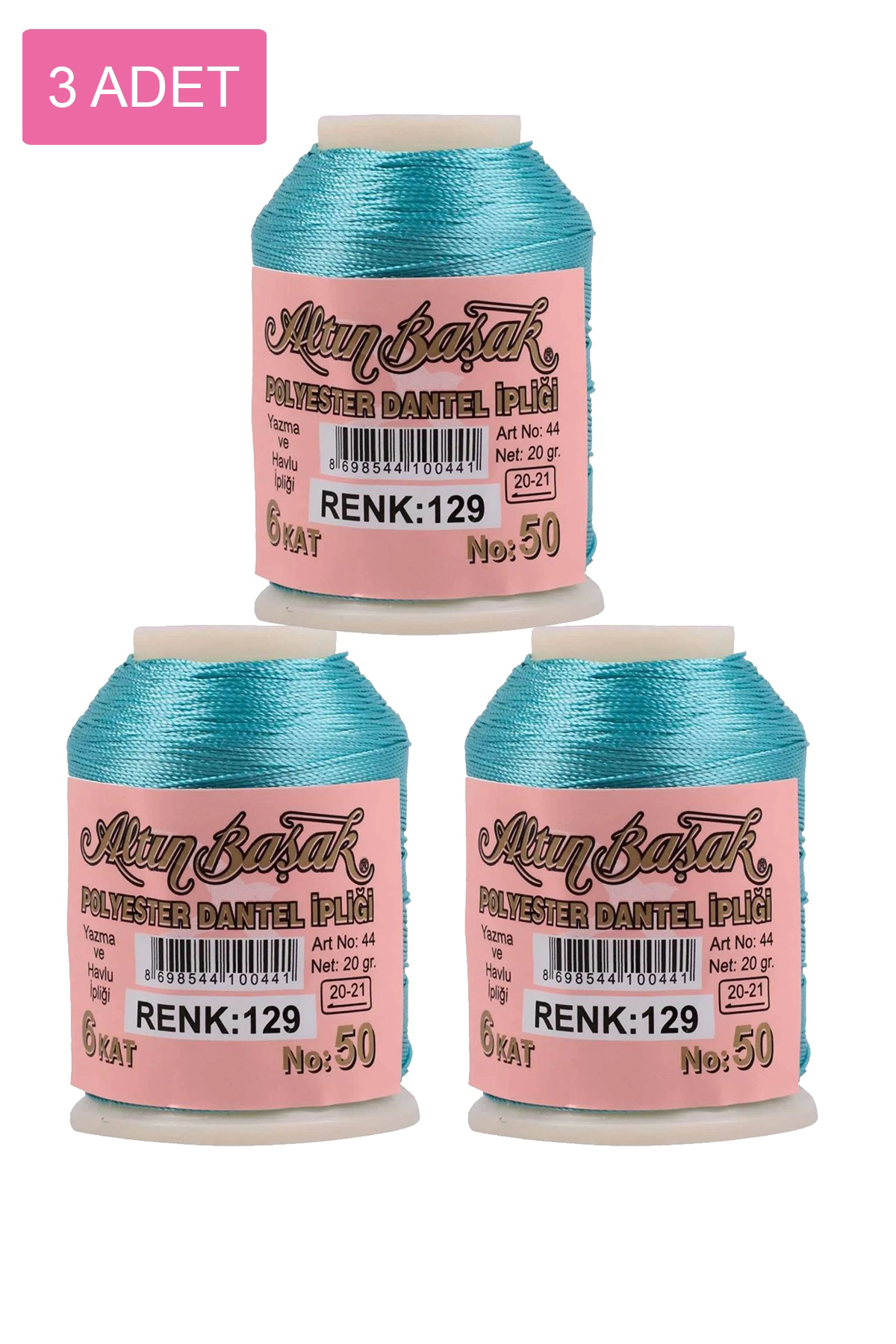 3 Adet Altınbaşak Oya ve Dantel İpi 20 gr - No: 129