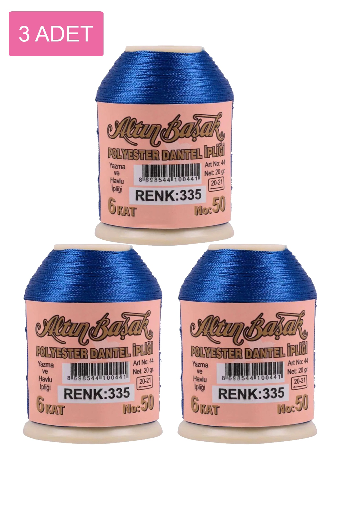 3 Adet Altınbaşak Oya ve Dantel İpi 20 gr - No: 335