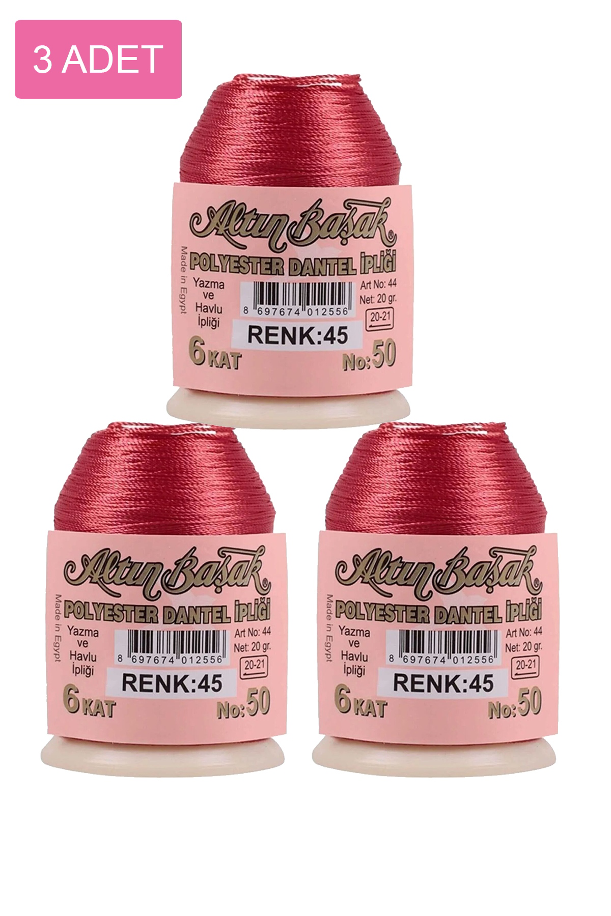 3 Adet Altınbaşak Oya ve Dantel İpi 20 gr - No: 045