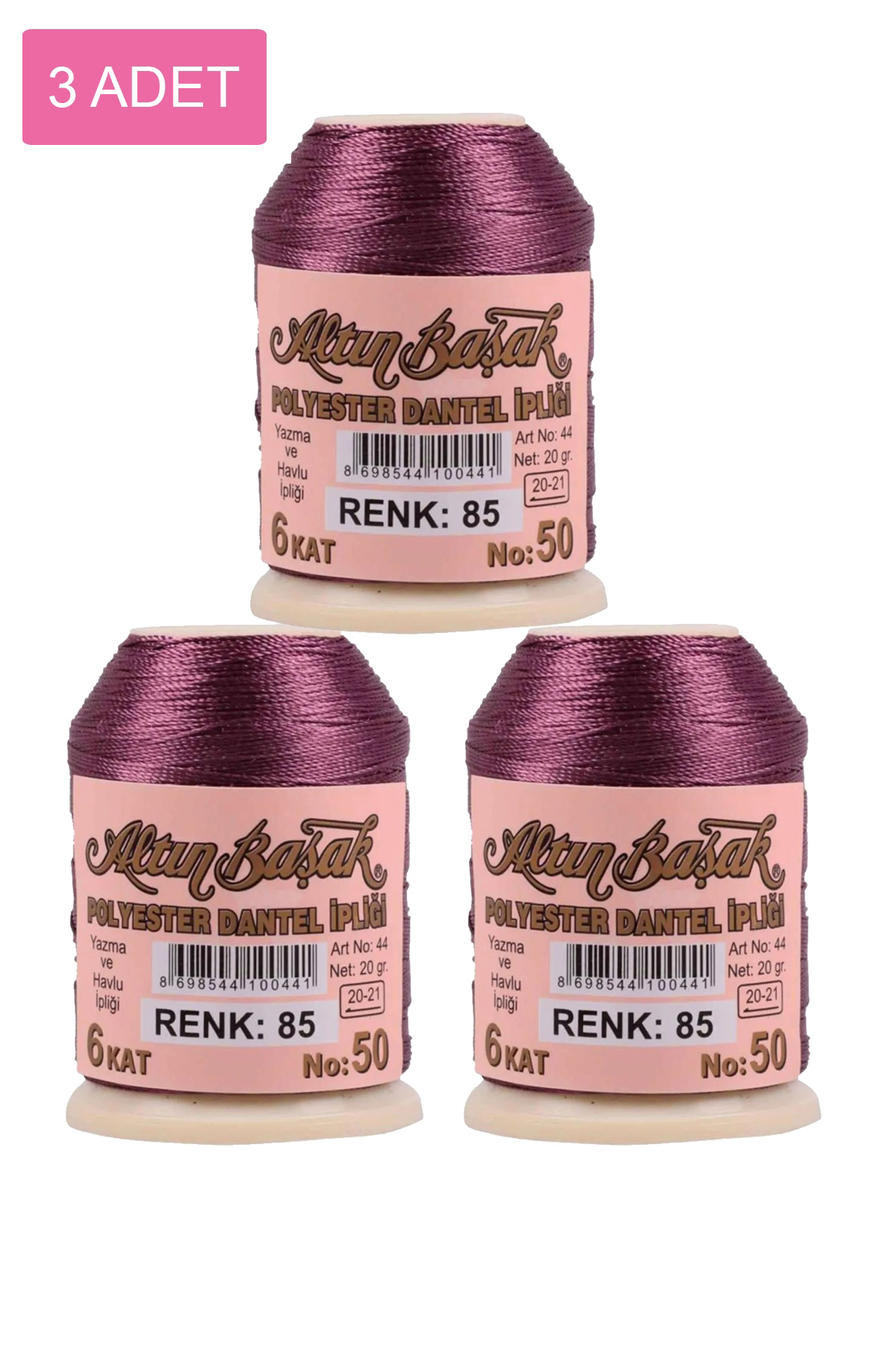 3 Adet Altınbaşak Oya ve Dantel İpi 20 gr - No: 085