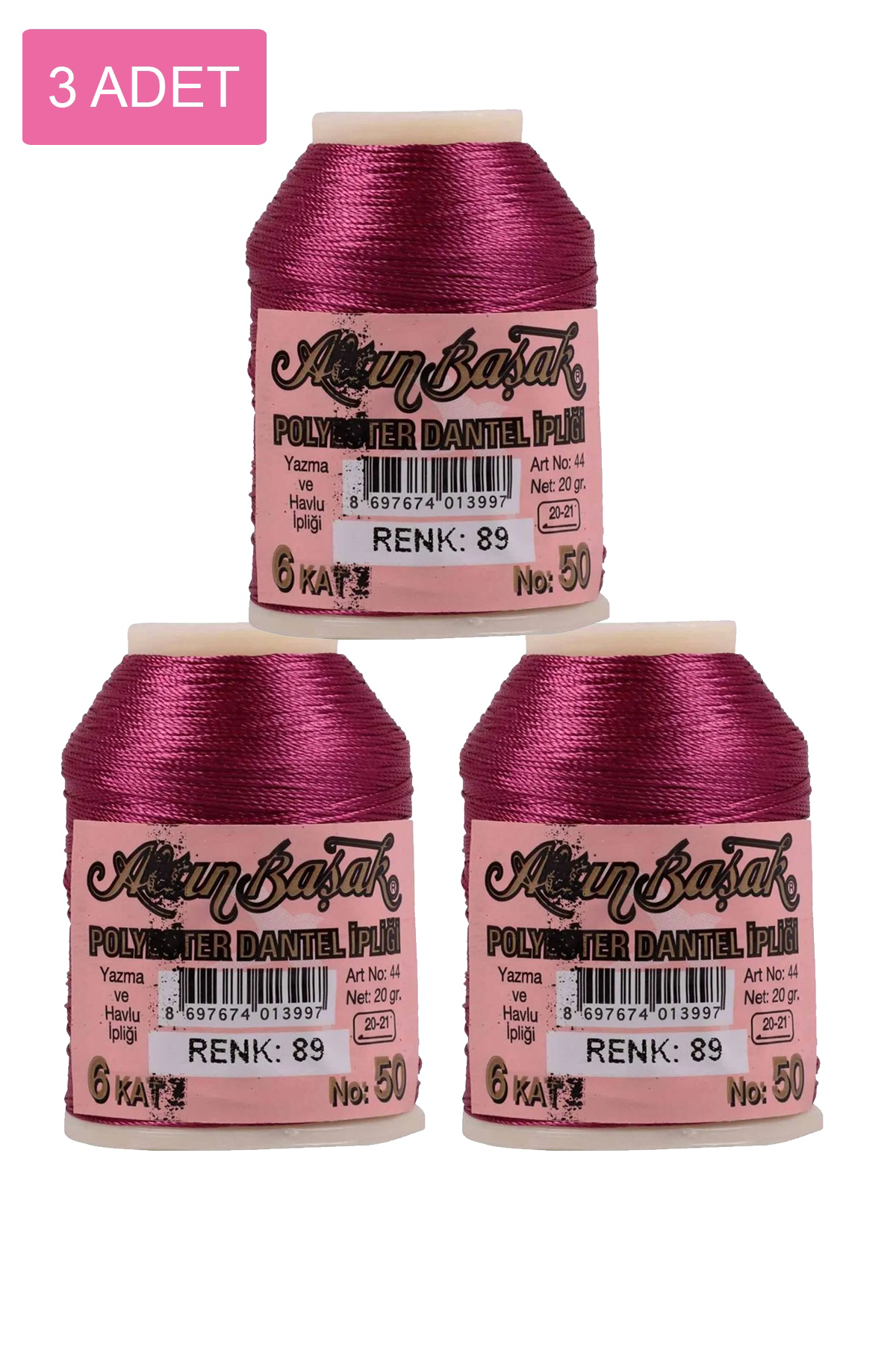 3 Adet Altınbaşak Oya ve Dantel İpi 20 gr - No: 089