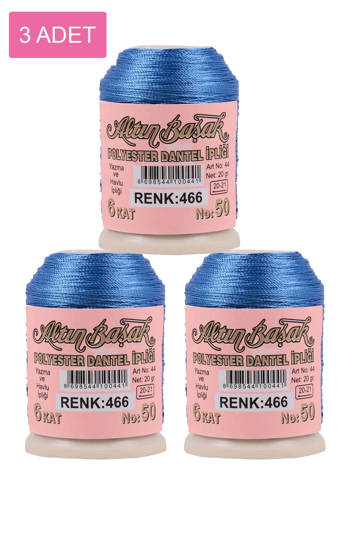 3 Adet Altınbaşak Oya ve Dantel İpi 20 gr - No: 466