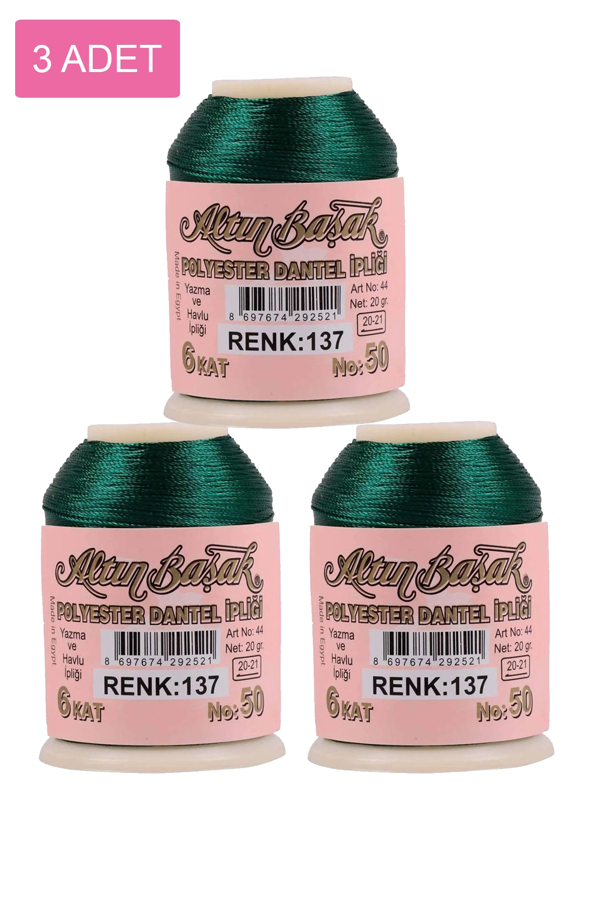 3 Adet Altınbaşak Oya ve Dantel İpi 20 gr - No: 137