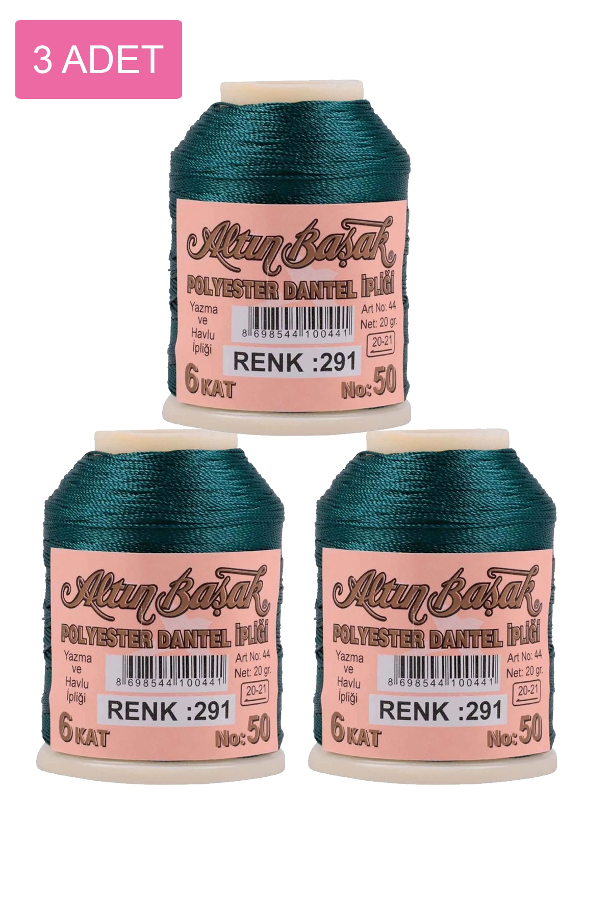 3 Adet Altınbaşak Oya ve Dantel İpi 20 gr - No: 291