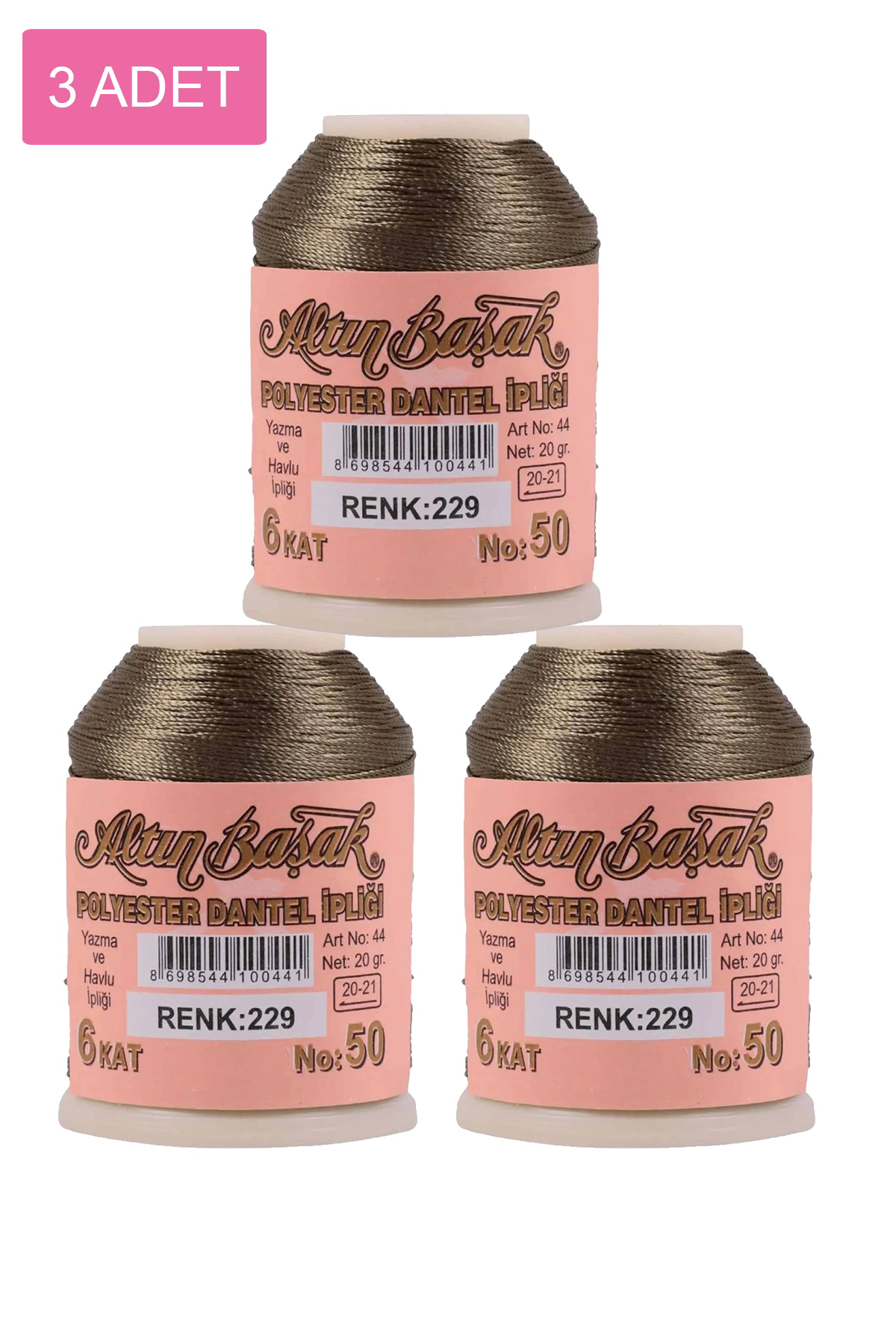 3 Adet Altınbaşak Oya ve Dantel İpi 20 gr - No: 229