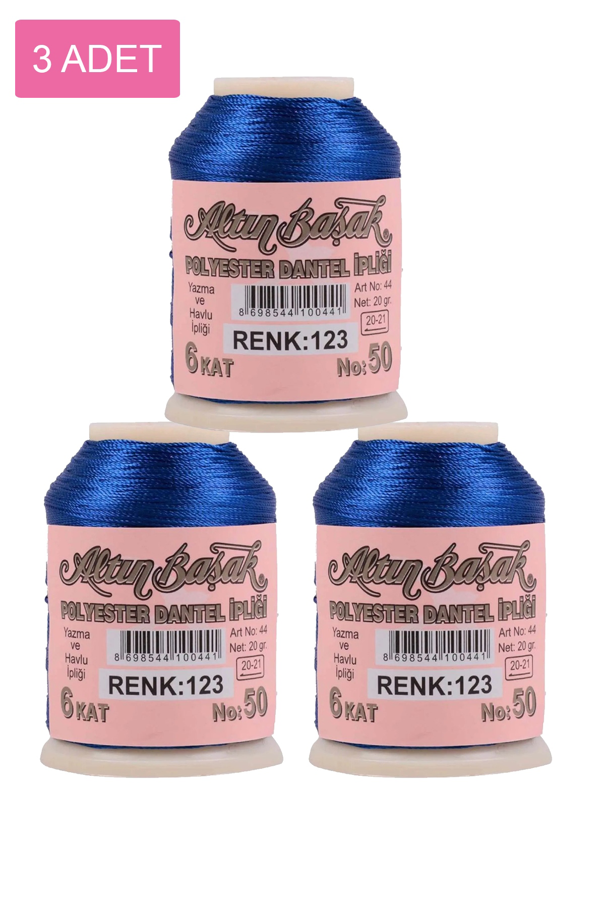 3 Adet Altınbaşak Oya ve Dantel İpi 20 gr - No: 123