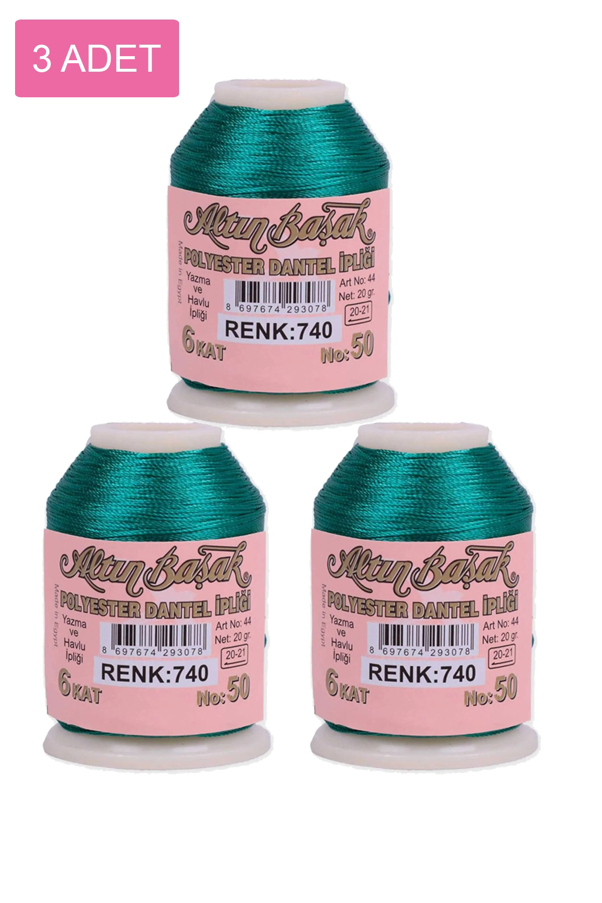 3 Adet Altınbaşak Oya ve Dantel İpi 20 gr - No: 740