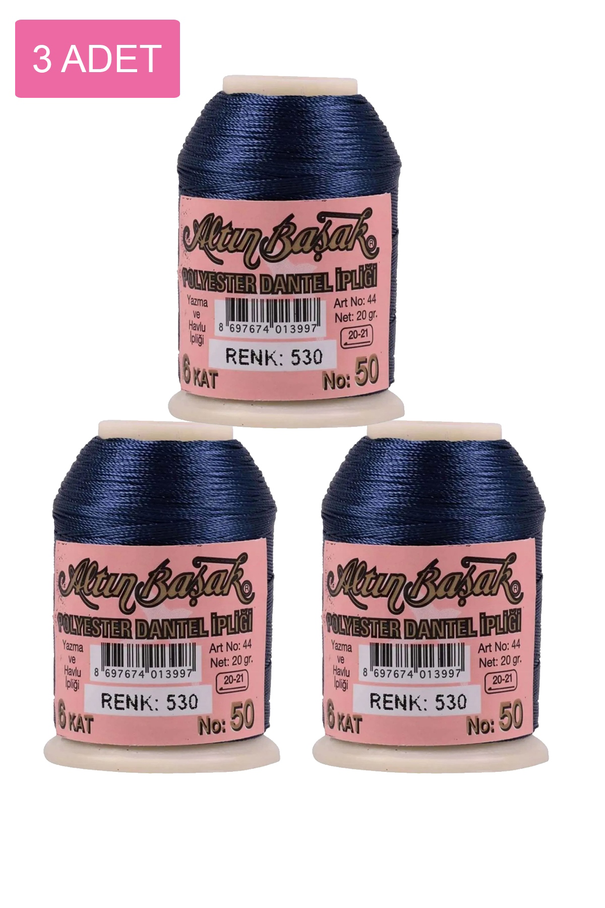 3 Adet Altınbaşak Oya ve Dantel İpi 20 gr - No: 530