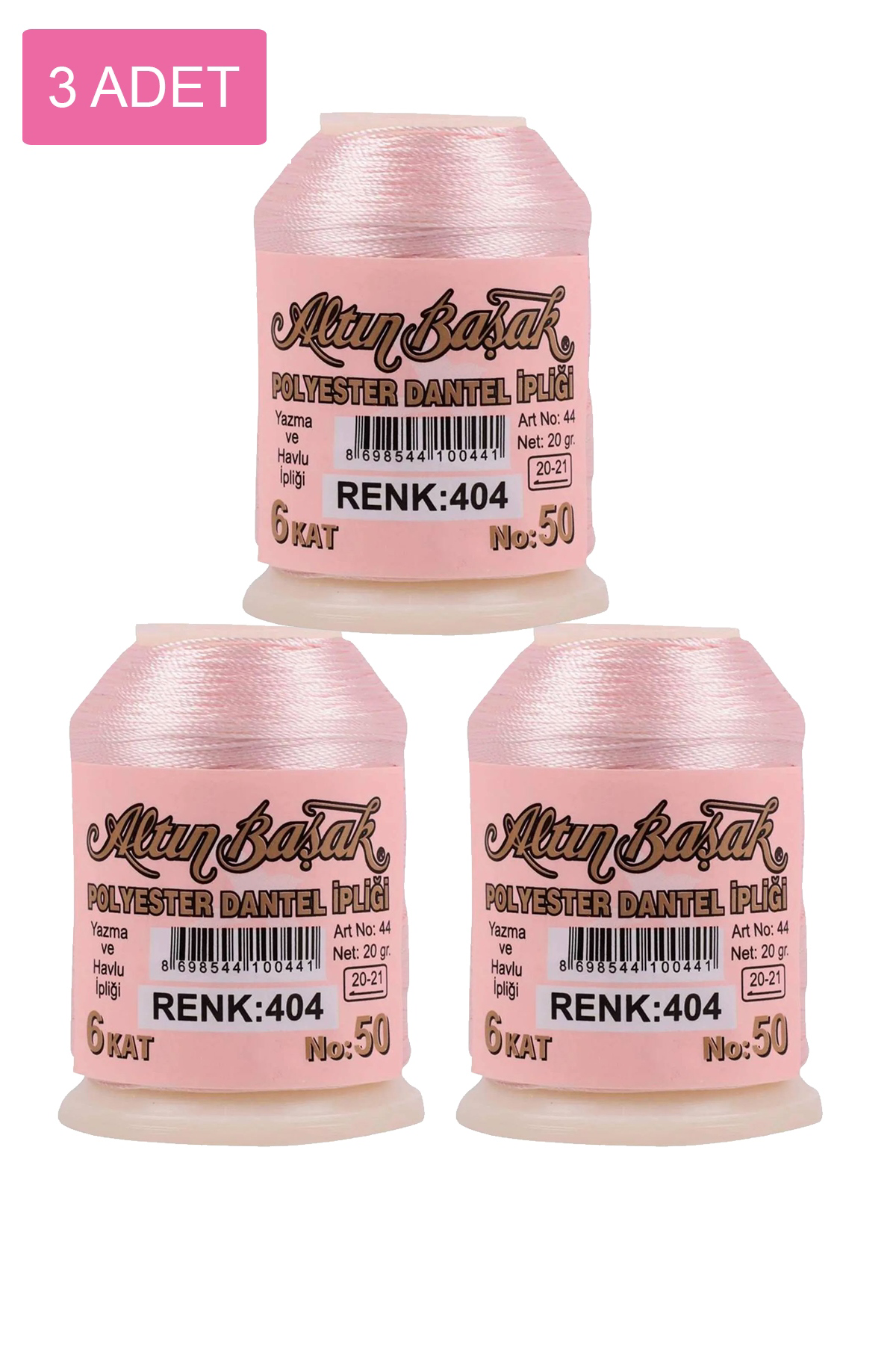 3 Adet Altınbaşak Oya ve Dantel İpi 20 gr - No: 404
