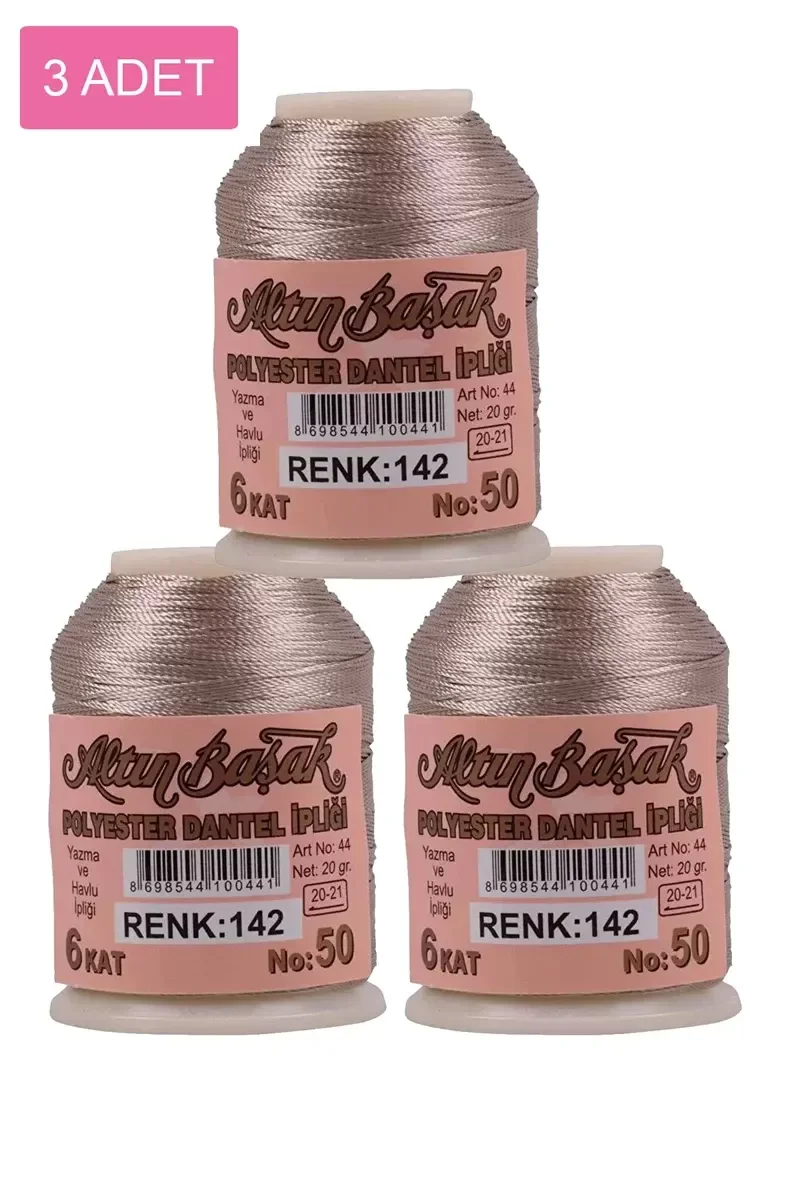 3 Adet Altınbaşak Oya ve Dantel İpi 20 gr - Royaleks - No: 142 3 Adet Altınbaşak Oya ve Dantel İpi 20 gr - Royaleks - No: 142