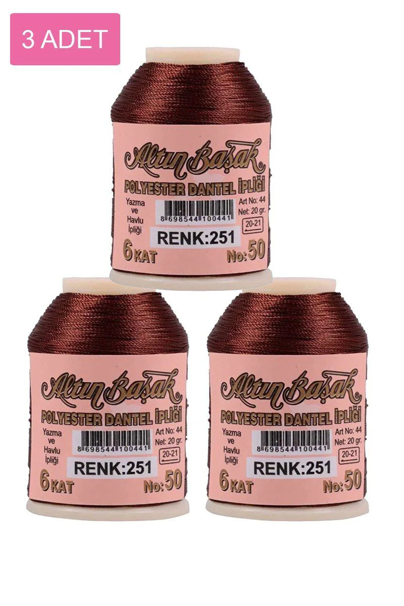 3 Adet Altınbaşak Oya ve Dantel İpi 20 gr - Royaleks No: 251