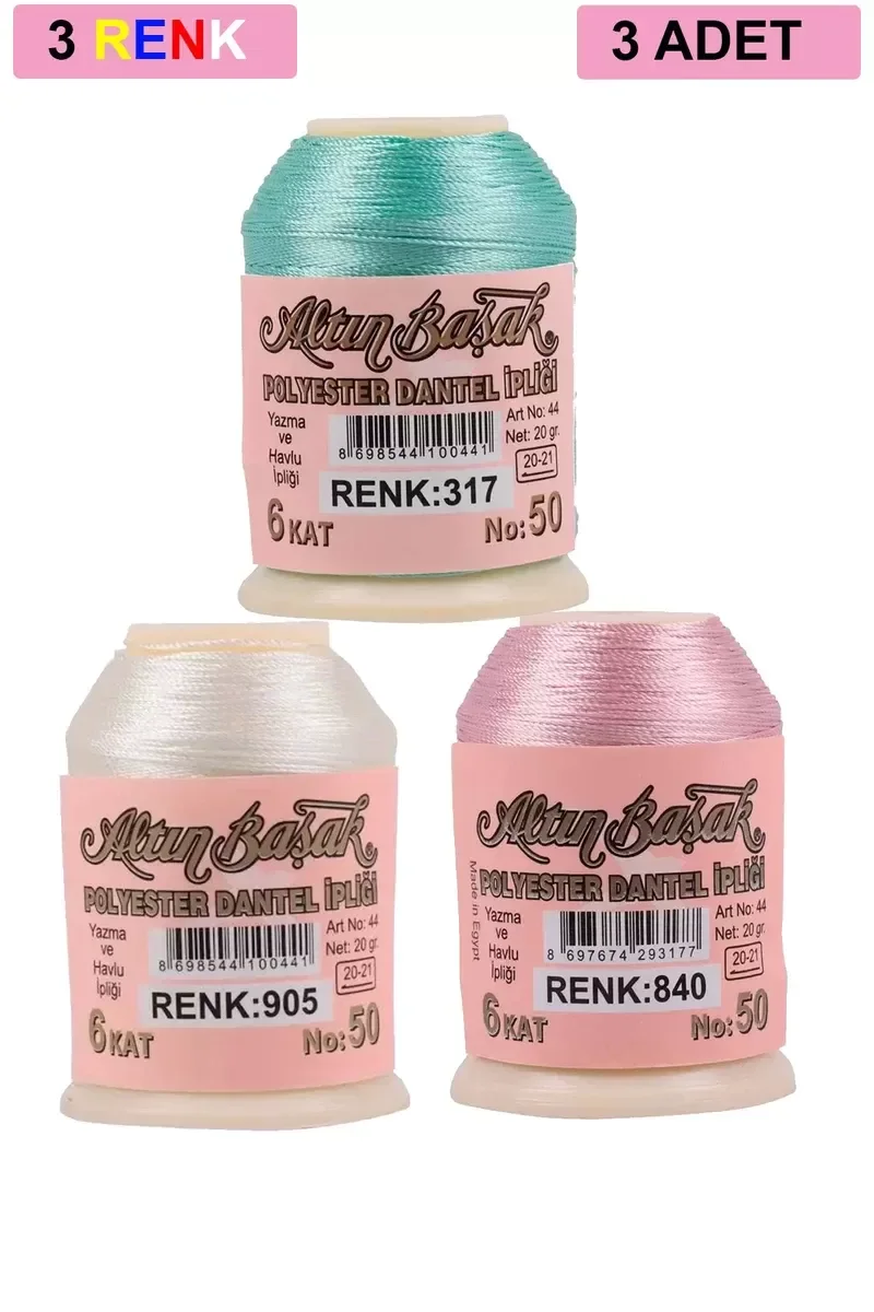 3 Adet Altınbaşak Oya ve Dantel İpi 20 gr - Royaleks - No: 905 - 3 Adet Altınbaşak Oya ve Dantel İpi 20 gr - Royaleks - No: 905 -