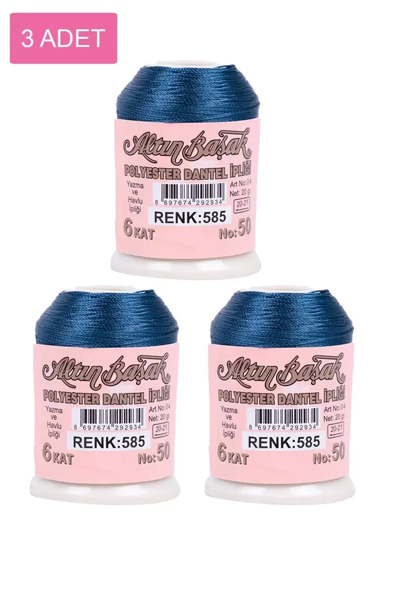 3 Adet Altınbaşak Oya ve Dantel İpi 20 gr - Royaleks - No: 585