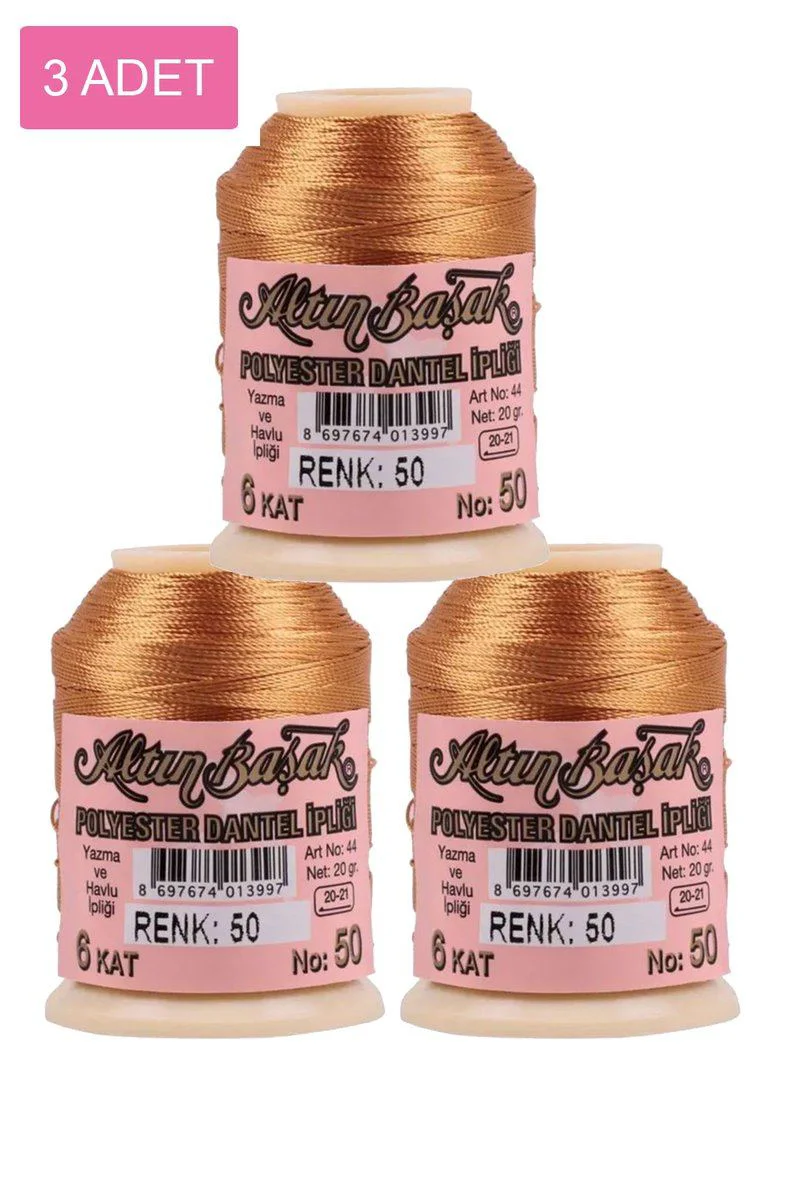 3 Adet Altınbaşak Oya ve Dantel İpi 20 gr - Royaleks No:050