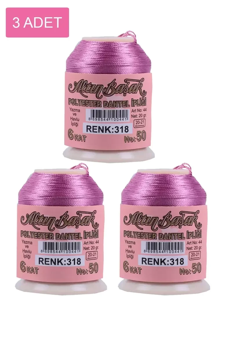 3 Adet Altınbaşak Oya ve Dantel İpi 20 gr - Royaleks - No: 318 3 Adet Altınbaşak Oya ve Dantel İpi 20 gr - Royaleks - No: 318