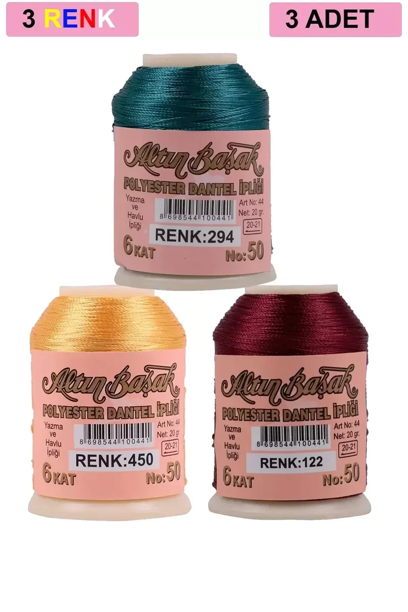 3 Adet Altınbaşak Oya ve Dantel İpi 20 gr - Royaleks - No: 450 - 3 Adet Altınbaşak Oya ve Dantel İpi 20 gr - Royaleks - No: 450 -
