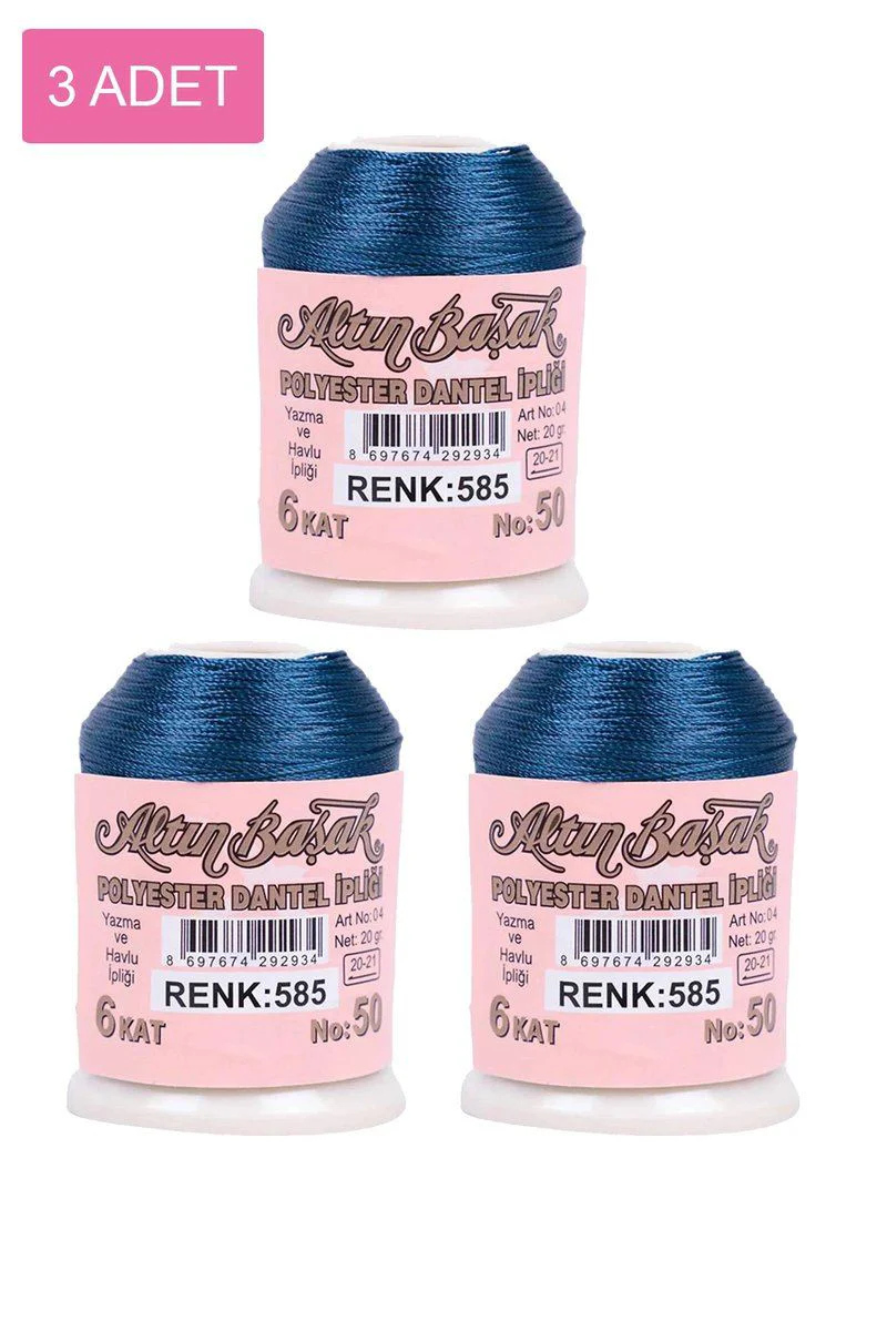 3 Adet Altınbaşak Oya ve Dantel İpi 20 gr - No: 585