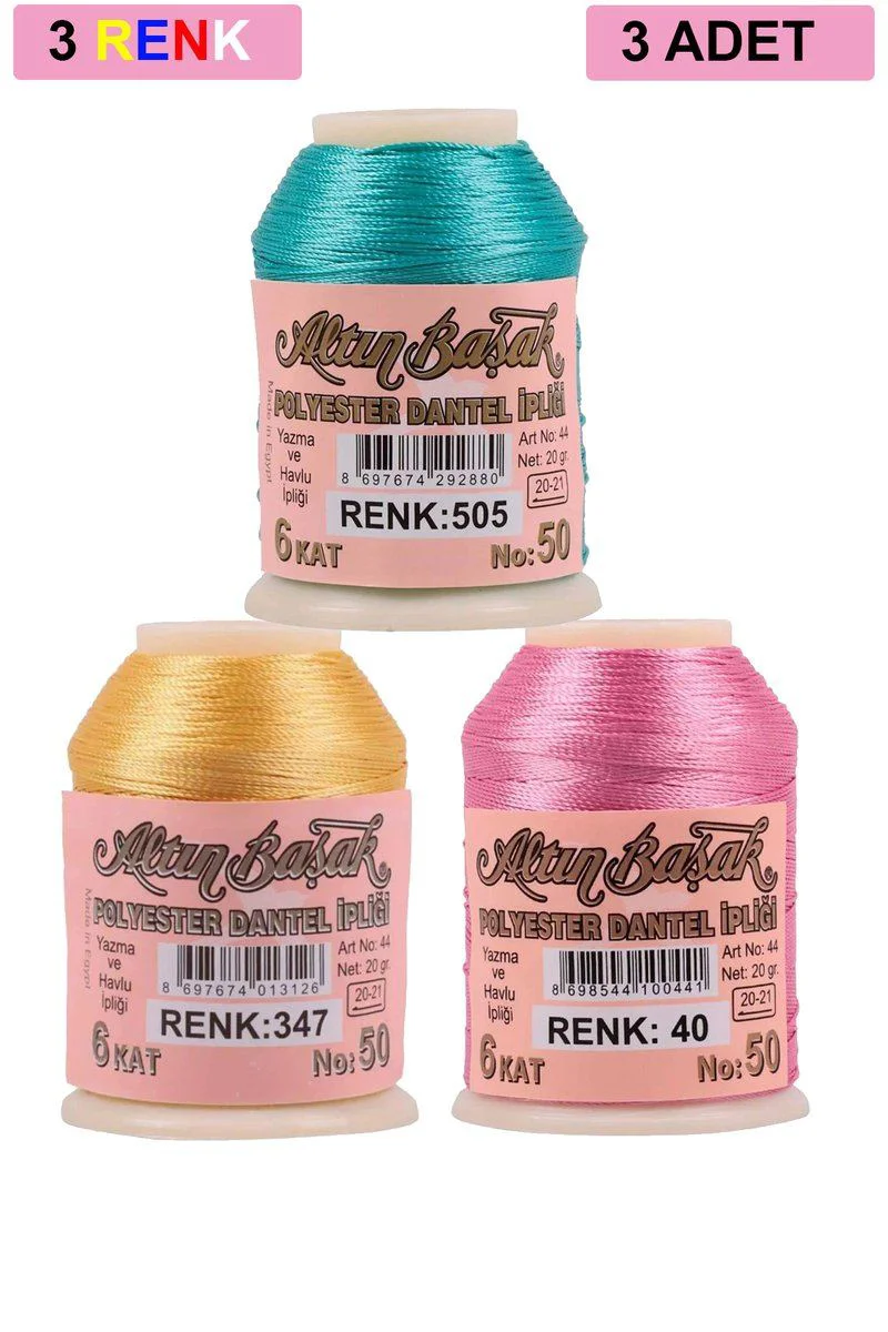 3 Adet Altınbaşak Oya ve Dantel İpi Seti - 20 Gr Royaleks No: 347 040 505