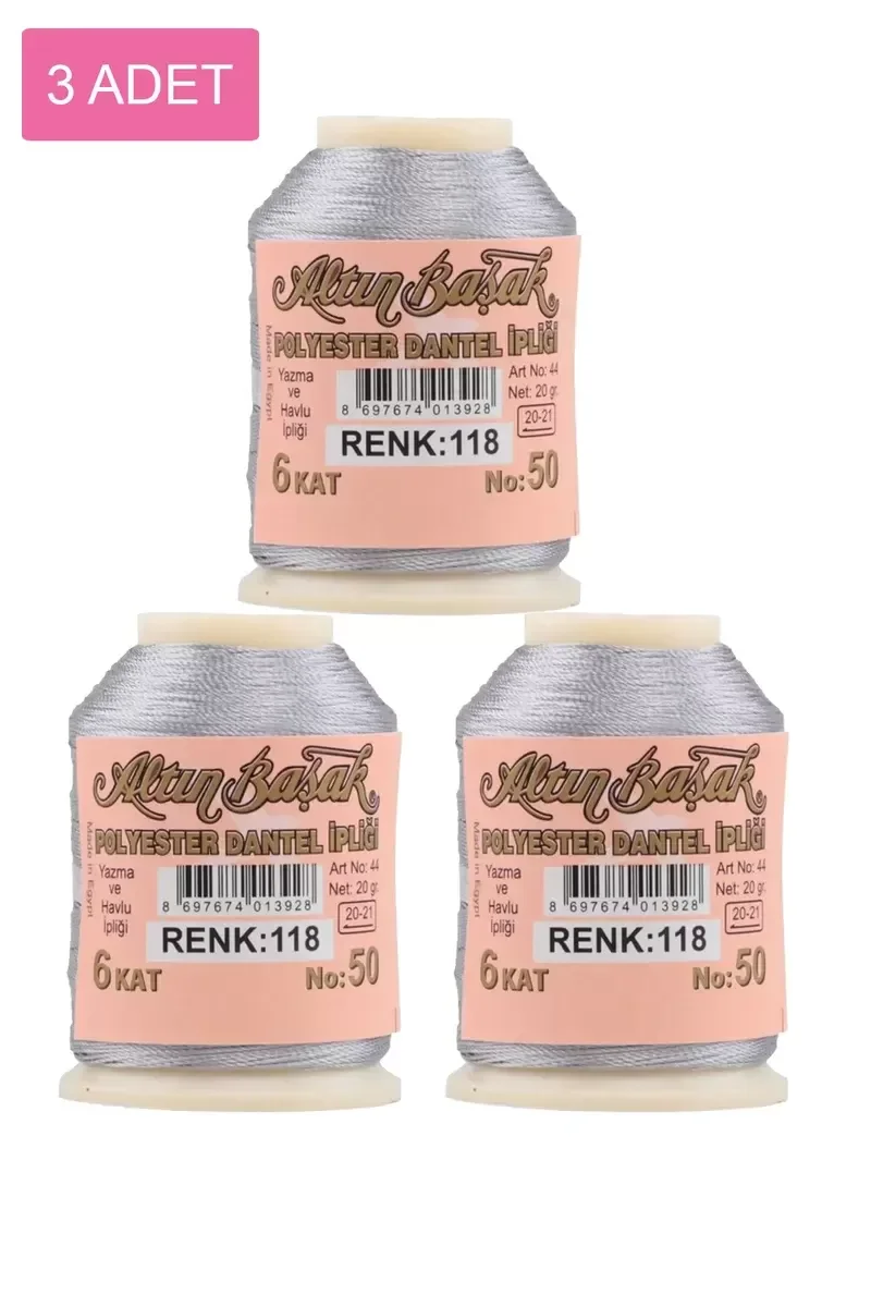 3 Adet Altınbaşak Oya ve Dantel İpi 20 gr - Royaleks - No: 118