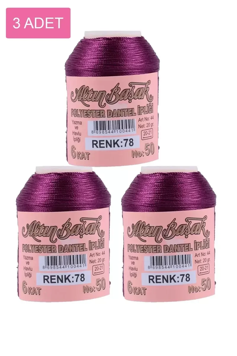 3 Adet Altınbaşak Oya ve Dantel İpi 20 gr - Royaleks - No: 078 3 Adet Altınbaşak Oya ve Dantel İpi 20 gr - Royaleks - No: 078