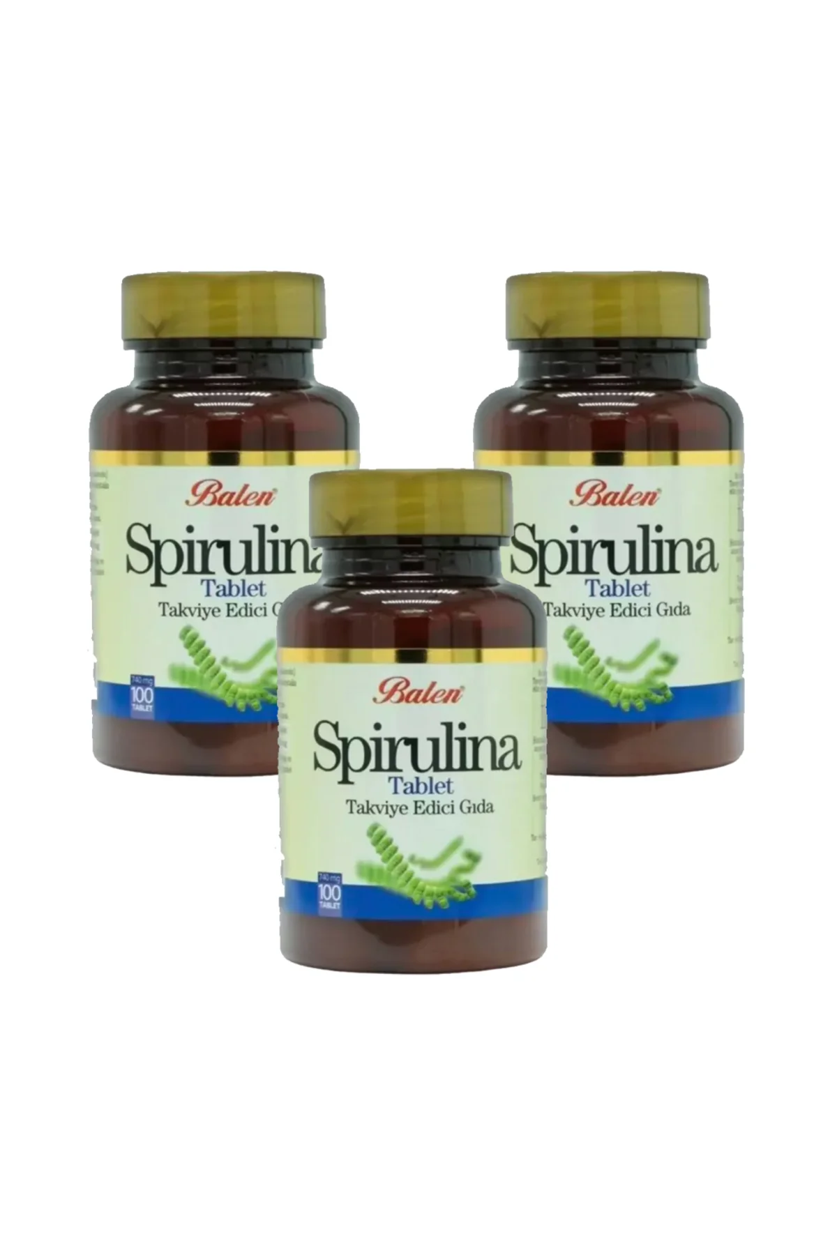 3 Adet Balen Spirulina Tablet 100 Adet 700 Mg Yosun Hapı