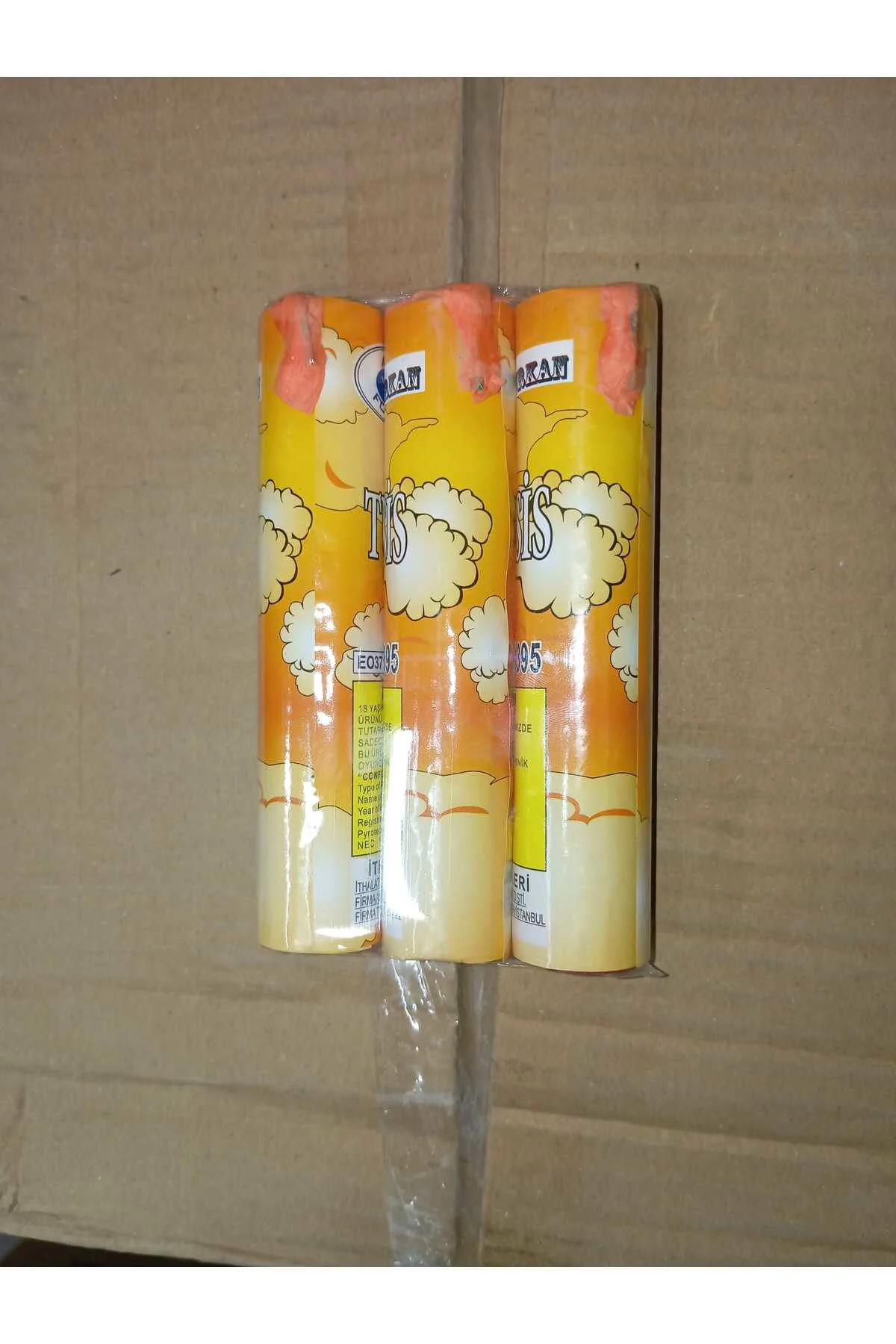 3 Adet Bebek Cinsiyet Partisi Bambu Taraftar Orange Sis Duman Bombası Smoke Bomb Renk TURUNCU