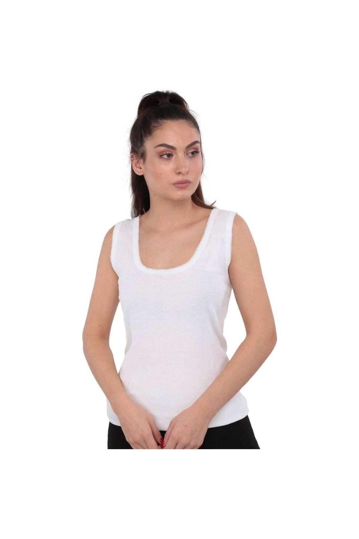 3 Adet Beyaz Renk Kalın Askılı Kroşetalı Atlet