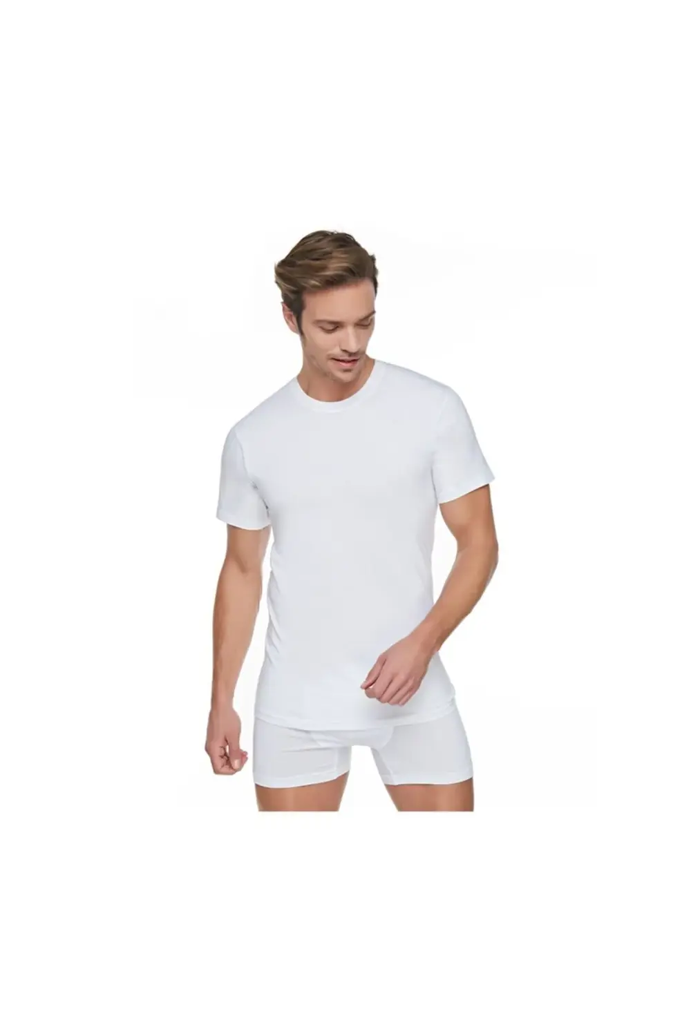 3 Adet Beyaz Renk Penye 0 Yaka Fanila