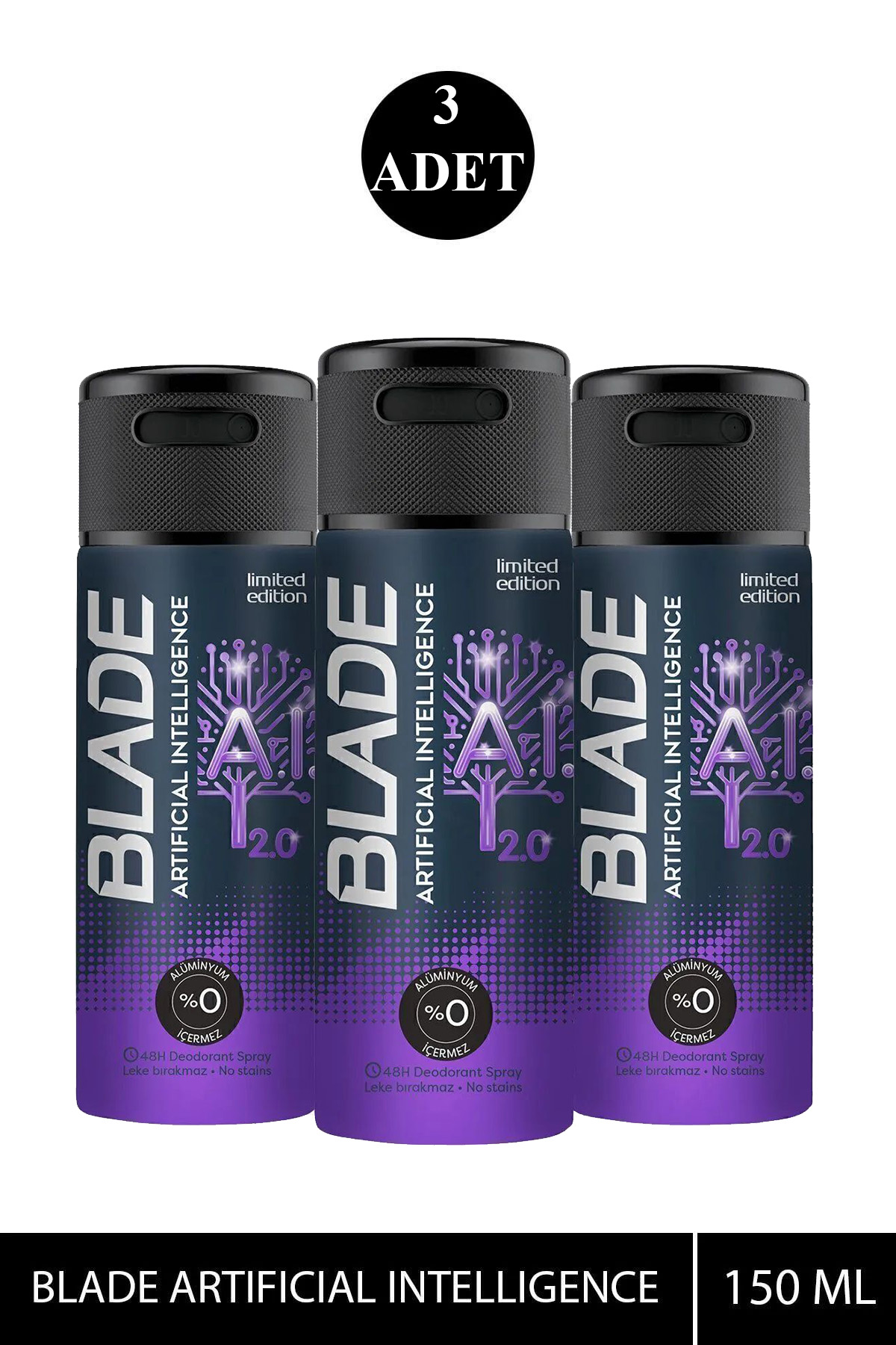 3 Adet Blade Artificial Intelligence 2.0 Deodorant 150mL